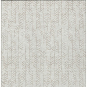 Homeroots 3' Beige And Ivory Tribal Washable Indoor Outdoor Area Rug - Durable, Stylish, Perfect For Any Space 3' X 5' Polyester 594112