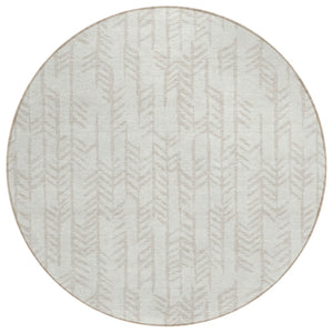 HomeRoots 5' Elegant Ivory and Beige Tribal Area Rug - Washable, Durable Design for Indoor and Outdoor Spaces 8' Round 594114