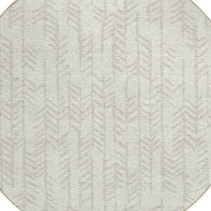 Homeroots 3' Beige And Ivory Tribal Washable Indoor Outdoor Area Rug - Durable, Stylish, Perfect For Any Space 8' Round Polyester 594114