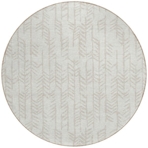 Homeroots 3' Beige And Ivory Tribal Washable Indoor Outdoor Area Rug - Durable, Stylish, Perfect For Any Space 8' Round Polyester 594114