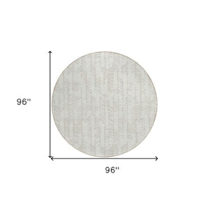Homeroots 3' Beige And Ivory Tribal Washable Indoor Outdoor Area Rug - Durable, Stylish, Perfect For Any Space 8' Round Polyester 594114
