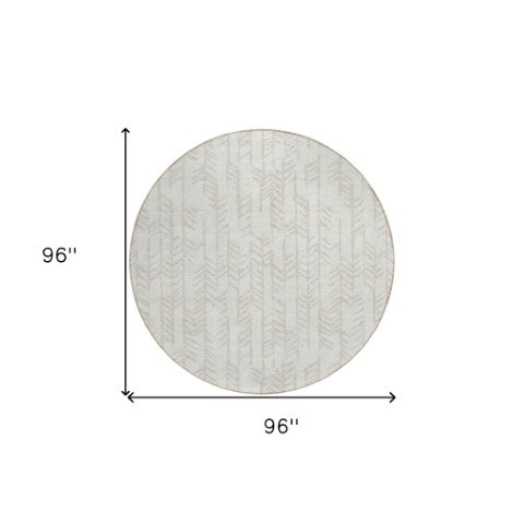 Homeroots 3' Beige And Ivory Tribal Washable Indoor Outdoor Area Rug - Durable, Stylish, Perfect For Any Space 8' Round Polyester 594114