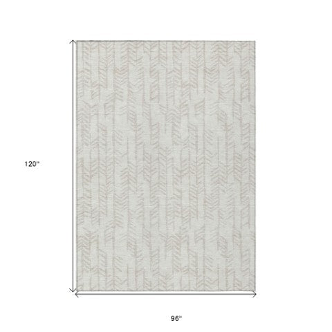 Homeroots 3' Beige And Ivory Tribal Washable Indoor Outdoor Area Rug - Durable, Stylish, Perfect For Any Space 8' X 10' Polyester 594115