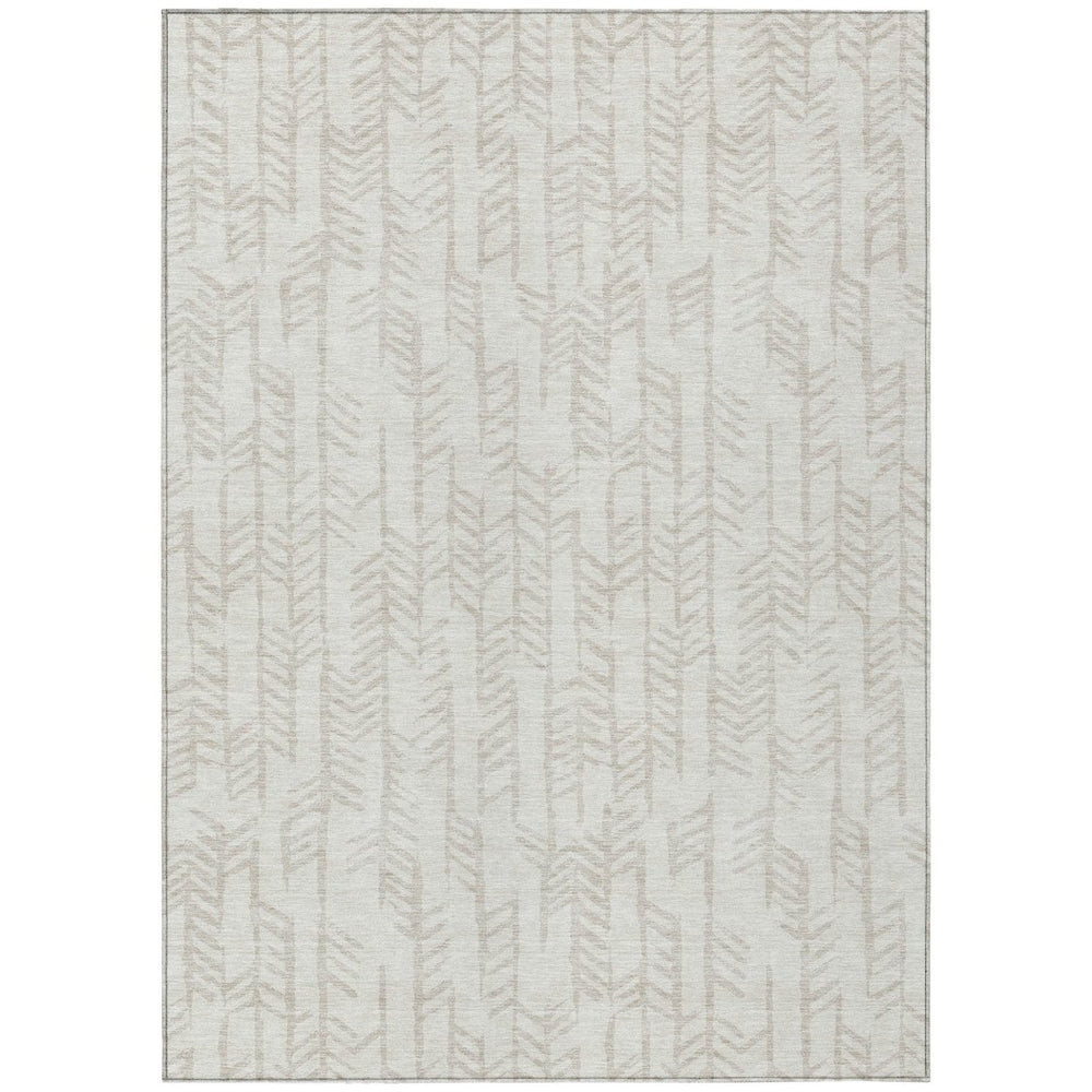 HomeRoots 9' Ivory and Beige Tribal Area Rug – Durable, Washable Design for Indoor and Outdoor Living Spaces 9' X 12' 594116