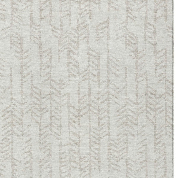 Homeroots 3' Beige And Ivory Tribal Washable Indoor Outdoor Area Rug - Durable, Stylish, Perfect For Any Space 9' X 12' Polyester 594116