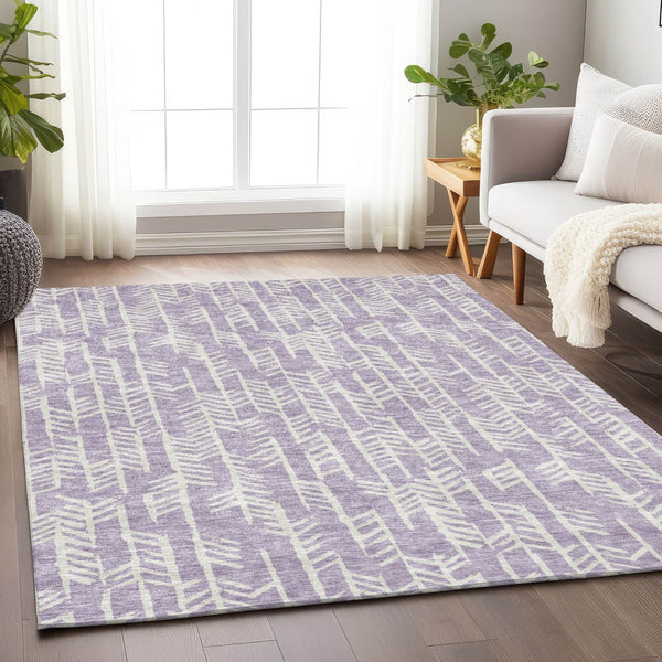 Homeroots 3' Beige And Ivory Tribal Washable Indoor Outdoor Area Rug - Durable, Stylish, Perfect For Any Space 5' X 8' Polyester 594119