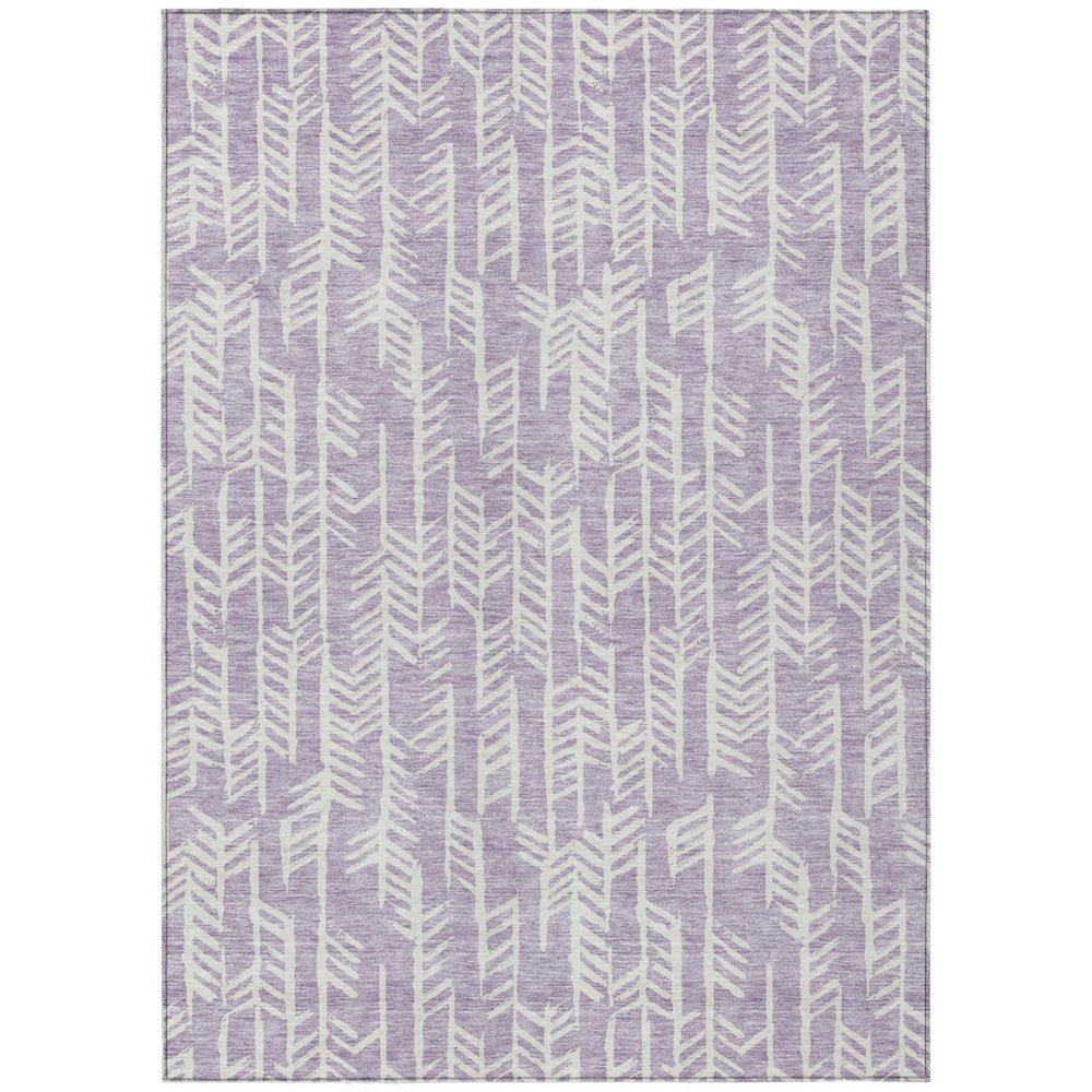 HomeRoots 9' Stylish Lavender and Ivory Tribal Area Rug - Durable, Washable, Indoor/Outdoor Versatility 9' X 12' 594122