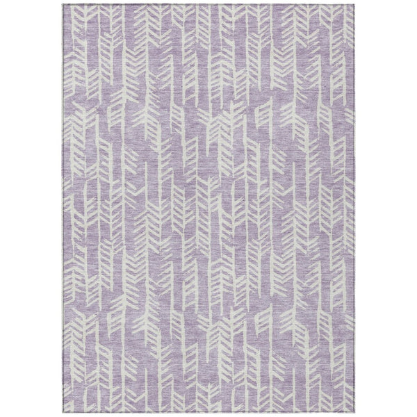 HomeRoots 9' Stylish Lavender and Ivory Tribal Area Rug - Durable, Washable, Indoor/Outdoor Versatility 9' X 12' 594122