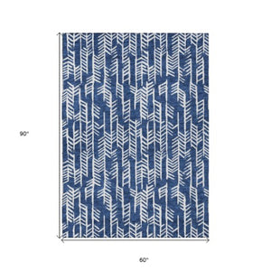 Homeroots 3' Beige And Ivory Tribal Washable Indoor Outdoor Area Rug - Durable, Stylish, Perfect For Any Space 5' X 8' Polyester 594125