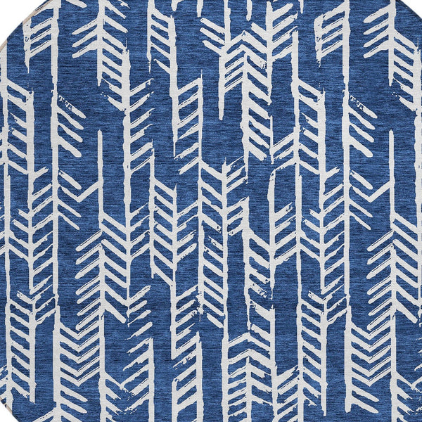 Homeroots 3' Beige And Ivory Tribal Washable Indoor Outdoor Area Rug - Durable, Stylish, Perfect For Any Space 8' Round Polyester 594126