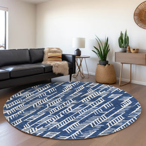 Homeroots 3' Beige And Ivory Tribal Washable Indoor Outdoor Area Rug - Durable, Stylish, Perfect For Any Space 8' Round Polyester 594126