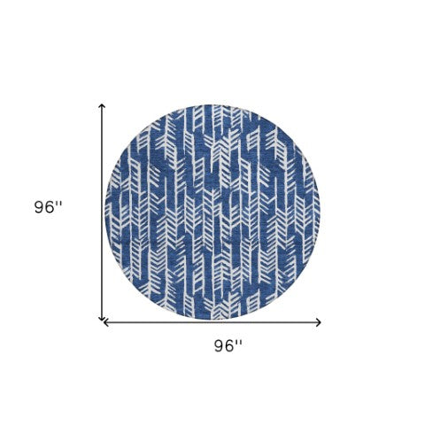 Homeroots 3' Beige And Ivory Tribal Washable Indoor Outdoor Area Rug - Durable, Stylish, Perfect For Any Space 8' Round Polyester 594126