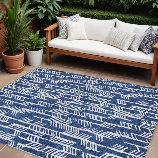 Homeroots 3' Beige And Ivory Tribal Washable Indoor Outdoor Area Rug - Durable, Stylish, Perfect For Any Space 10' X 14' Polyester 594129