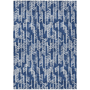 HomeRoots 5' Navy Blue and Ivory Tribal Area Rug - Stylish, Durable, Machine-Washable for Indoor/Outdoor Spaces 10' X 14' 594129
