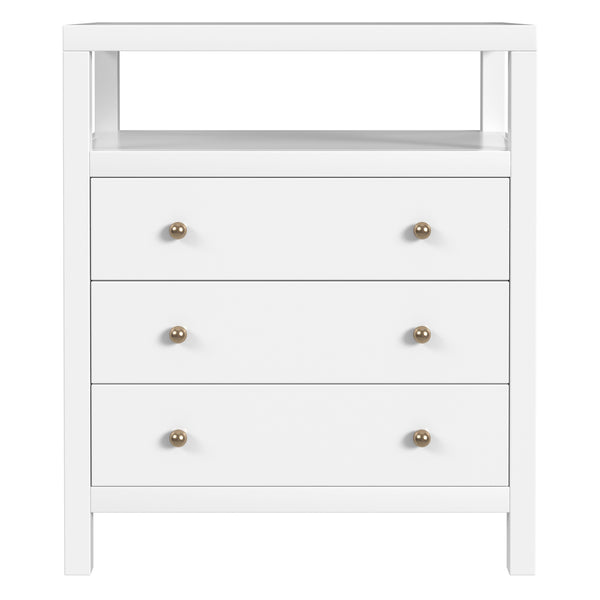 Butler Specialty Company Nora 27" Tall Nightstand With 3 Soft-close Drawers & Open Shelf For Storage White Mdf,Acacia Wood,Pine Wood,Plywood,Veneers 5941304-butler
