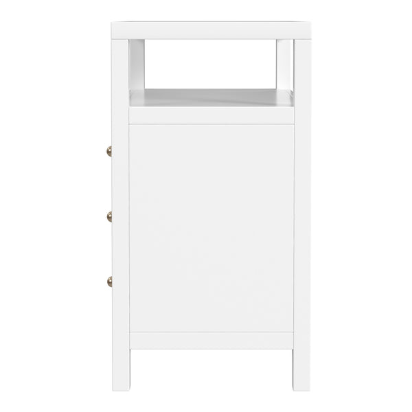 Butler Specialty Company Nora 27" Tall Nightstand With 3 Soft-close Drawers & Open Shelf For Storage White Mdf,Acacia Wood,Pine Wood,Plywood,Veneers 5941304-butler