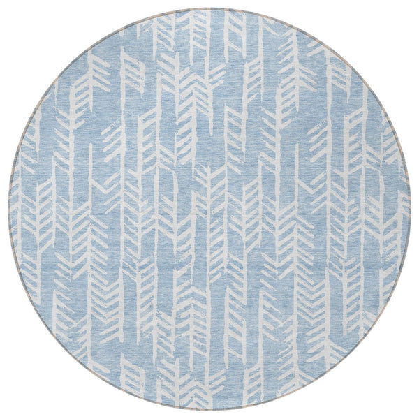 Homeroots 3' Beige And Ivory Tribal Washable Indoor Outdoor Area Rug - Durable, Stylish, Perfect For Any Space 8' Round Polyester 594132