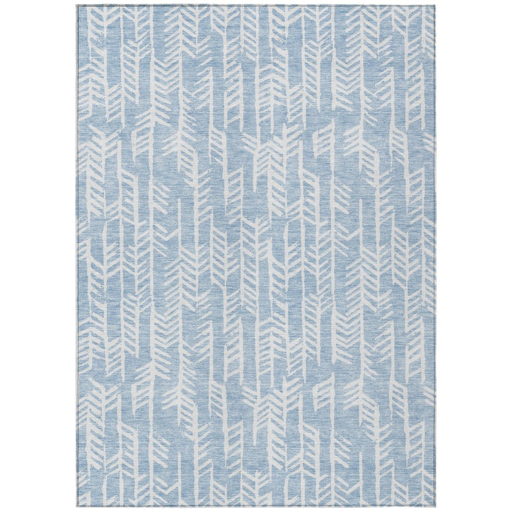 HomeRoots 9' Sky Blue and Ivory Tribal Area Rug - Durable, Washable Design for Indoor and Outdoor Spaces 9' X 12' 594134