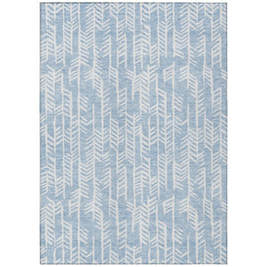 HomeRoots 5' Sky Blue and Ivory Tribal Area Rug - Washable, Heavy-Duty Design for Indoor and Outdoor Spaces 10' X 14' 594135