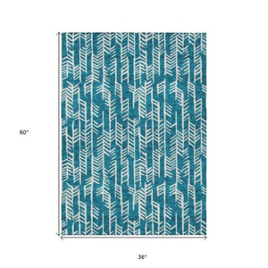 Homeroots 3' Beige And Ivory Tribal Washable Indoor Outdoor Area Rug - Durable, Stylish, Perfect For Any Space 3' X 5' Polyester 594136