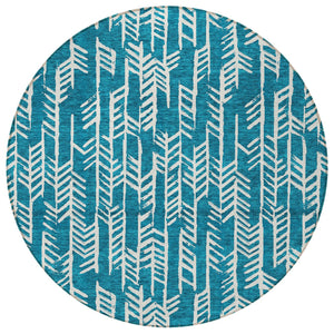 Homeroots 3' Beige And Ivory Tribal Washable Indoor Outdoor Area Rug - Durable, Stylish, Perfect For Any Space 8' Round Polyester 594138