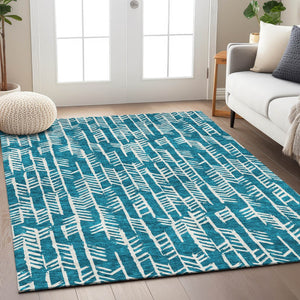 Homeroots 3' Beige And Ivory Tribal Washable Indoor Outdoor Area Rug - Durable, Stylish, Perfect For Any Space 8' X 10' Polyester 594139