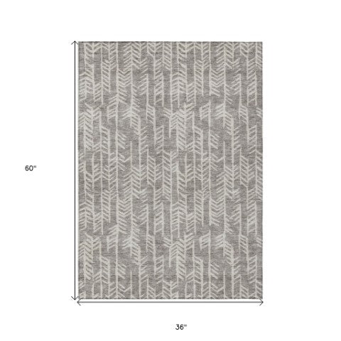 Homeroots 3' Beige And Ivory Tribal Washable Indoor Outdoor Area Rug - Durable, Stylish, Perfect For Any Space 3' X 5' Polyester 594142