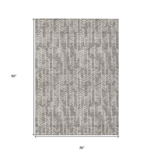 Homeroots 3' Beige And Ivory Tribal Washable Indoor Outdoor Area Rug - Durable, Stylish, Perfect For Any Space 3' X 5' Polyester 594142