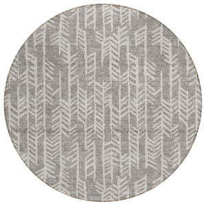 HomeRoots 5' Taupe and Beige Tribal Area Rug - Stylish, Durable, and Washable for Indoor and Outdoor Spaces 8' Round 594144