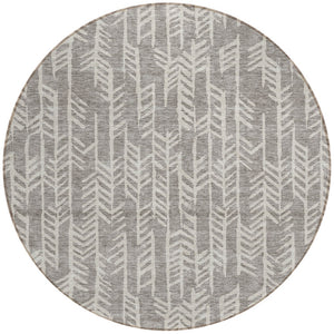 Homeroots 3' Beige And Ivory Tribal Washable Indoor Outdoor Area Rug - Durable, Stylish, Perfect For Any Space 8' Round Polyester 594144