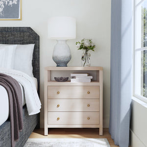 Butler Specialty Butler Nora 27" Modern Wood Nightstand With 3 Soft-close Drawers & Open Shelf, Taupe Elegance Taupe Mdf,Acacia Wood,Pine Wood,Plywood,Veneers 5941450-butler