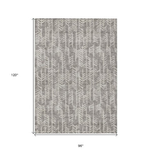 Homeroots 3' Beige And Ivory Tribal Washable Indoor Outdoor Area Rug - Durable, Stylish, Perfect For Any Space 8' X 10' Polyester 594145