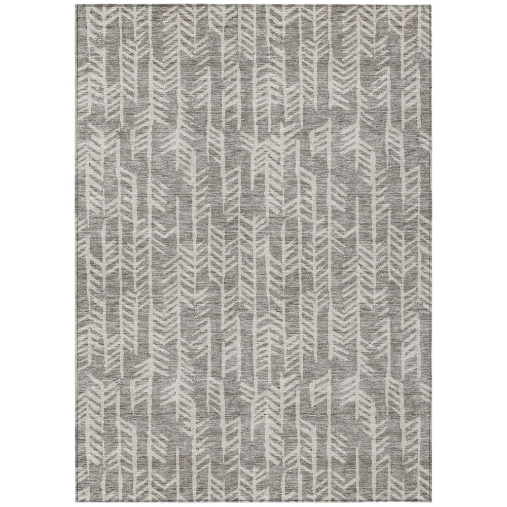 HomeRoots 9' Durable Taupe and Beige Tribal Area Rug for Indoor Outdoor Use - Washable, Stain Resistant, Versatile 9' X 12' 594146