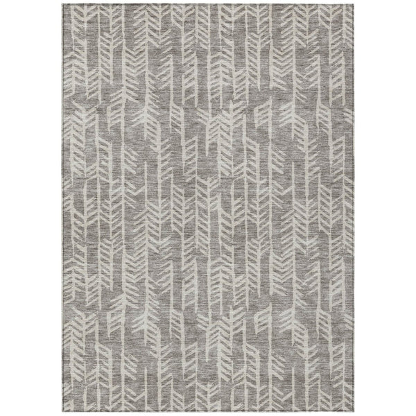HomeRoots 9' Durable Taupe and Beige Tribal Area Rug for Indoor Outdoor Use - Washable, Stain Resistant, Versatile 9' X 12' 594146