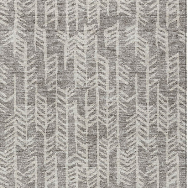 Homeroots 3' Beige And Ivory Tribal Washable Indoor Outdoor Area Rug - Durable, Stylish, Perfect For Any Space 9' X 12' Polyester 594146