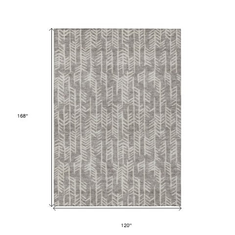 Homeroots 3' Beige And Ivory Tribal Washable Indoor Outdoor Area Rug - Durable, Stylish, Perfect For Any Space 10' X 14' Polyester 594147