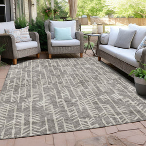 Homeroots 3' Beige And Ivory Tribal Washable Indoor Outdoor Area Rug - Durable, Stylish, Perfect For Any Space 10' X 14' Polyester 594147