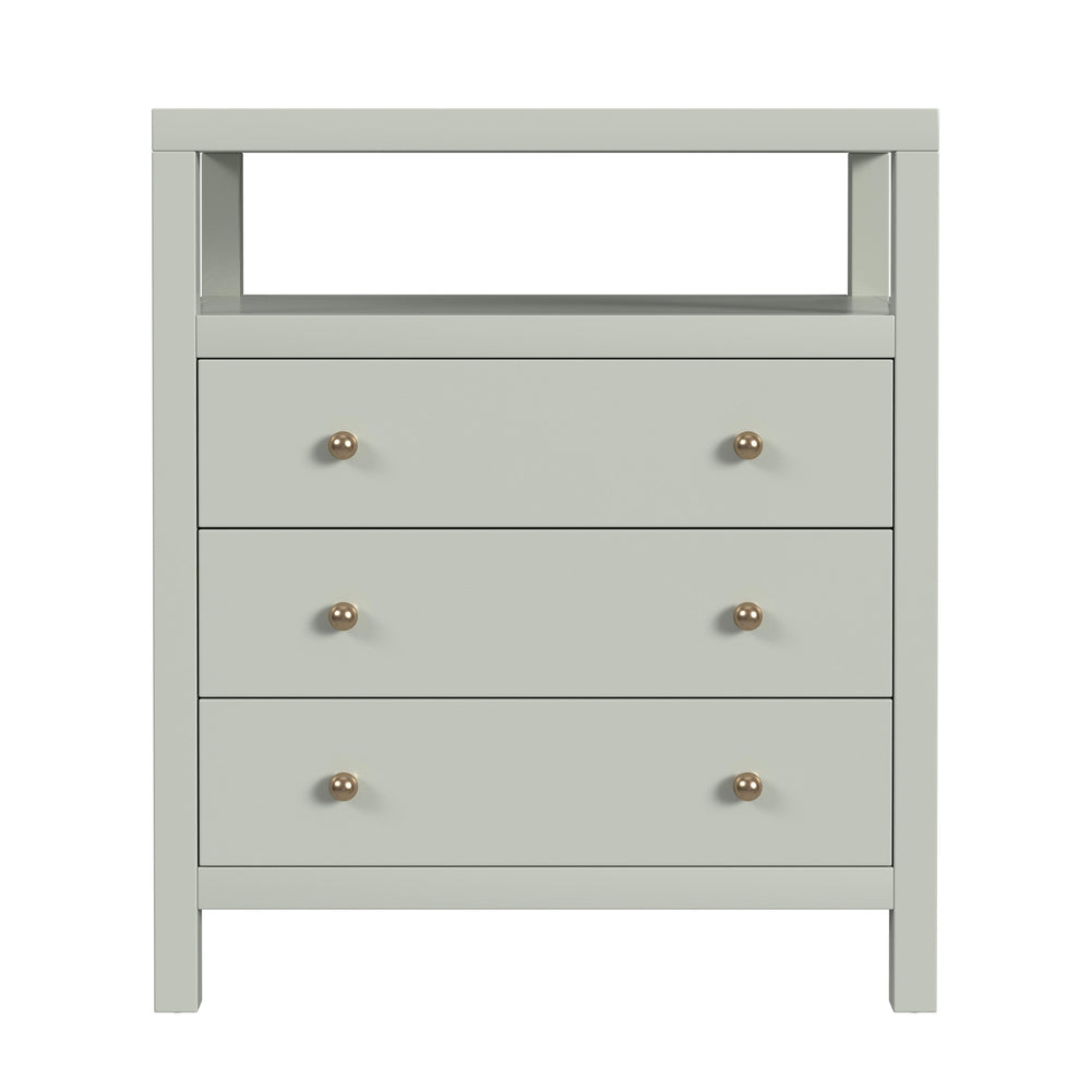 Butler Specialty Butler Nora 27" Tall Nightstand - Stylish 3 Drawer Wood Design With Open Shelf For Organized Spaces Sage Green Mdf,Acacia Wood,Pine Wood,Plywood,Veneers 5941480-butler