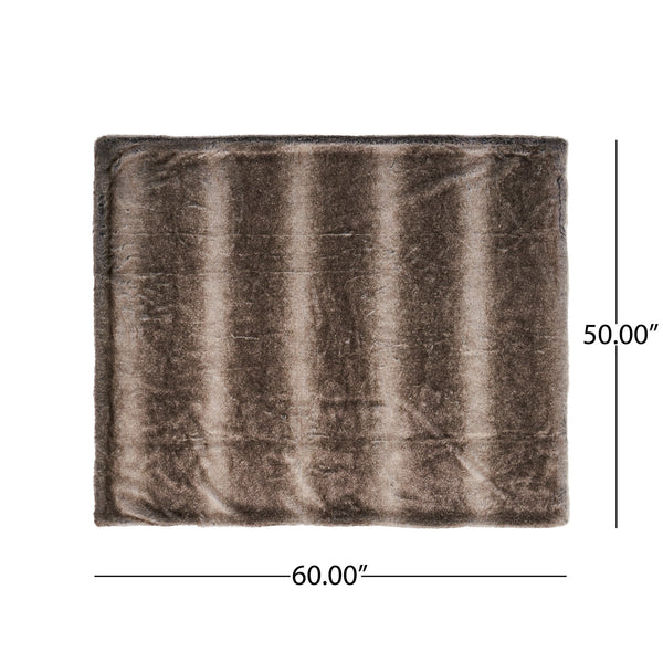 English Elm Christopher Knight Home® - THROW Luxurious Brown Faux Fur 50"x60" Cozy One-Sided Striped Plush Throw Blanket for Home Décor 59415.00