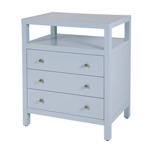 Butler Specialty Butler Light Blue Wide Nightstand with Two Smooth-Glide Drawers, Open Shelf & Gold Knob Accents 27"W x 17"D x 32"H 5941522
