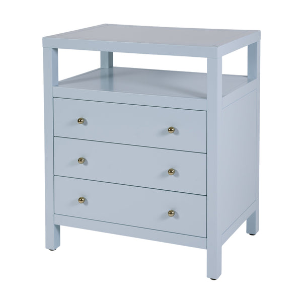 Butler Specialty Butler Light Blue Wide Nightstand with Two Smooth-Glide Drawers, Open Shelf & Gold Knob Accents 27"W x 17"D x 32"H 5941522