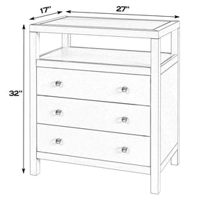 Butler Specialty Butler Light Blue Wide Nightstand with Two Smooth-Glide Drawers, Open Shelf & Gold Knob Accents 27"W x 17"D x 32"H 5941522