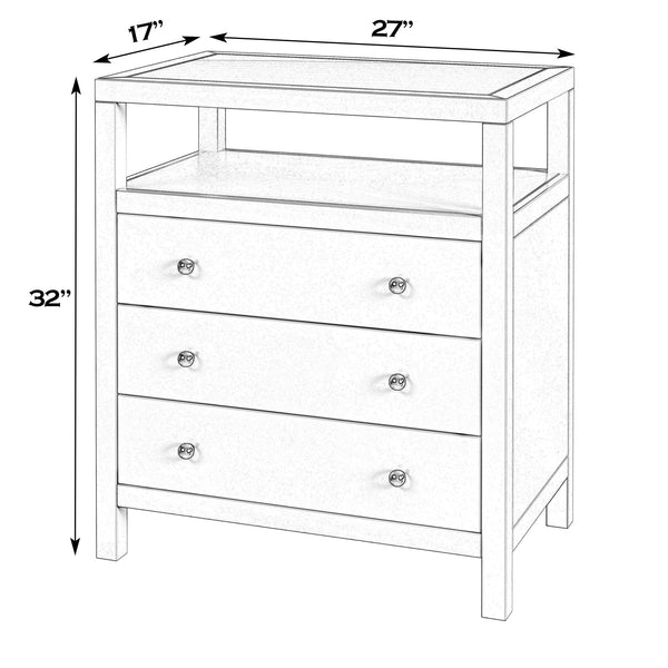 Butler Specialty Butler Light Blue Wide Nightstand with Two Smooth-Glide Drawers, Open Shelf & Gold Knob Accents 27"W x 17"D x 32"H 5941522