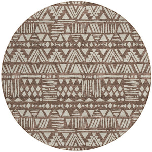 Homeroots 3' Black And Ivory Southwestern Washable Area Rug - Stylish Indoor/Outdoor Design For Any Space 8' Round Polyester 594156