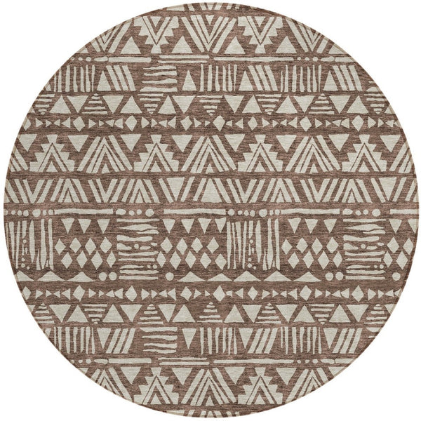 Homeroots 3' Black And Ivory Southwestern Washable Area Rug - Stylish Indoor/Outdoor Design For Any Space 8' Round Polyester 594156
