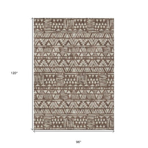 Homeroots 3' Black And Ivory Southwestern Washable Area Rug - Stylish Indoor/Outdoor Design For Any Space 8' X 10' Polyester 594157