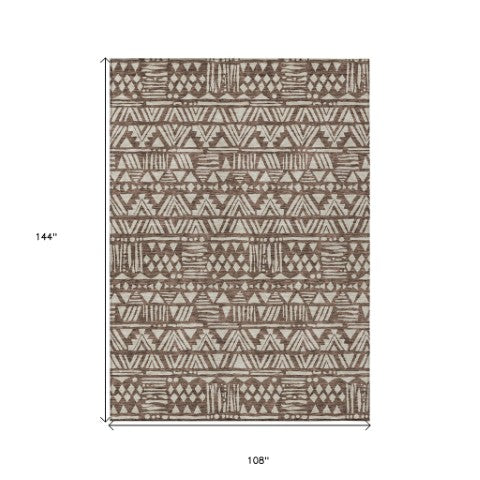 Homeroots 3' Black And Ivory Southwestern Washable Area Rug - Stylish Indoor/Outdoor Design For Any Space 9' X 12' Polyester 594158