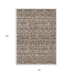 Homeroots 3' Black And Ivory Southwestern Washable Area Rug - Stylish Indoor/Outdoor Design For Any Space 10' X 14' Polyester 594159