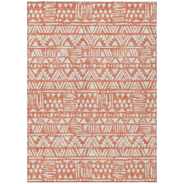 HomeRoots 5' Coral and Ivory Southwestern Area Rug - Durable, Washable for Indoor and Outdoor Spaces, Chic Design 8' X 10' 594163