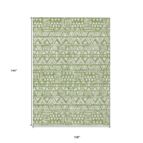 Homeroots 3' Black And Ivory Southwestern Washable Area Rug - Stylish Indoor/Outdoor Design For Any Space 9' X 12' Polyester 594170
